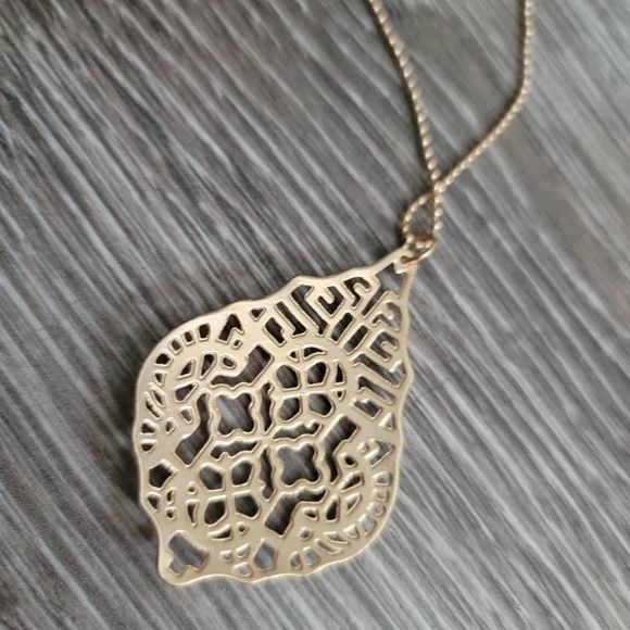 Gold ball and chain open work pendant necklace - Picture 3 of 3